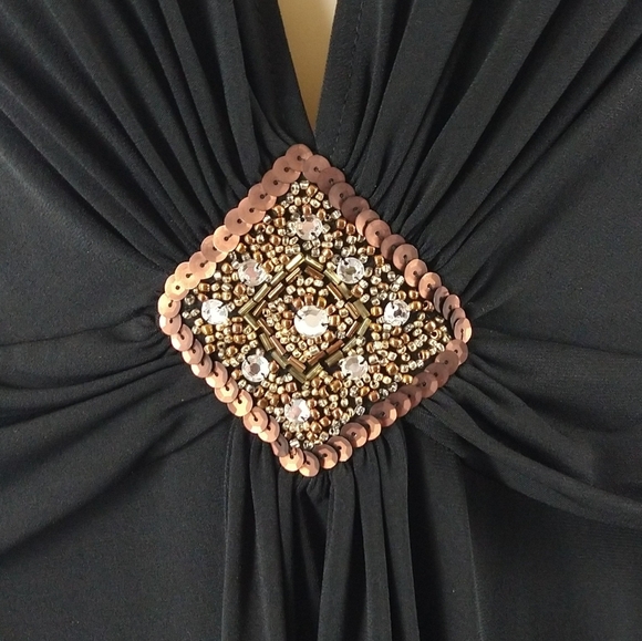 London Style Black Cocktail Dress with Embellished Empire Waist - Picture 4 of 11